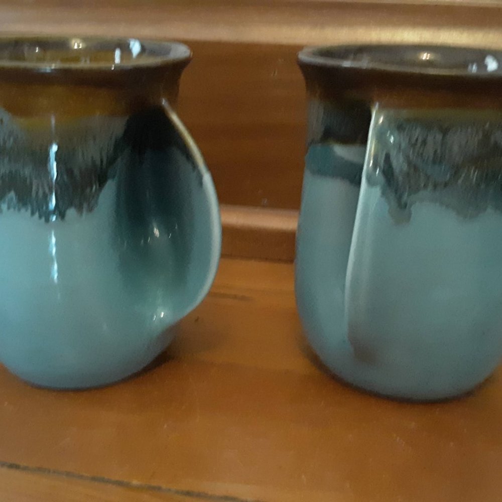 Handwarmer Pottery Mugs - Set of 2 Coffee Tea Hot Chocolate